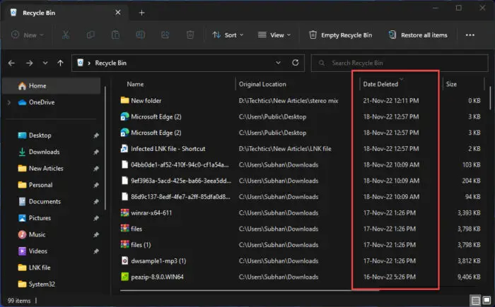How To Check & Track Windows Computer Usage History 9 Arrange Deleted Items in decending order
