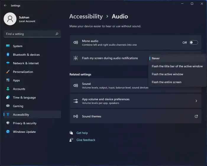 How To Make Windows 11 Accessible (Ease Of Access) 14 Audio accessibility setting