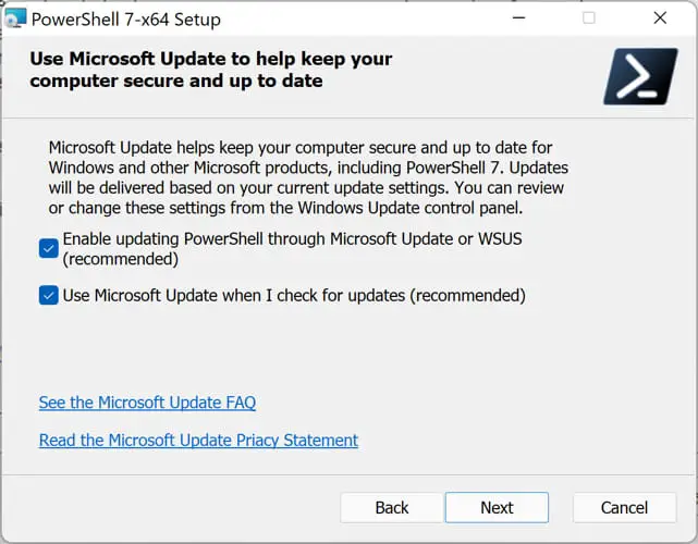 Download PowerShell 7.2 Stable Offline Installers 1 Auto update PowerShell using Windows Updates