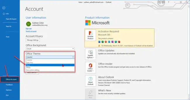 How to Enable Dark Mode in Outlook 1 black