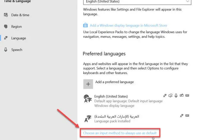 How To Change The Display Language In Windows 10 4 Choose an input method to always use as default