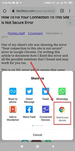 Download Google Chrome 77 With New Customization Features 3 Chrome 77 Send to your devices feature.jpg