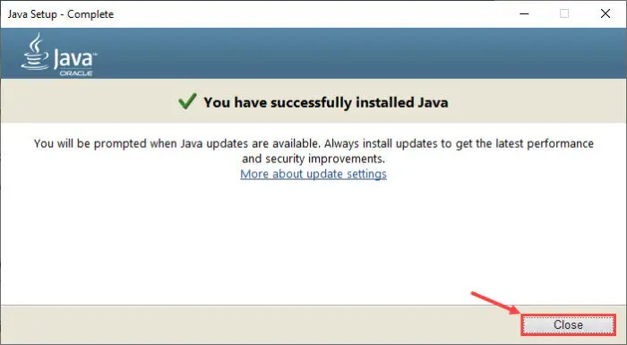 Download and Install Java 8 Update 291 6 close 2