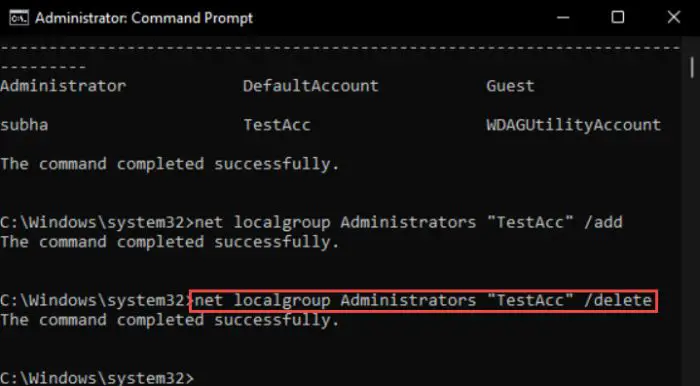 6 Ways to Change Windows 11 User Account Type 19 cmd del admin