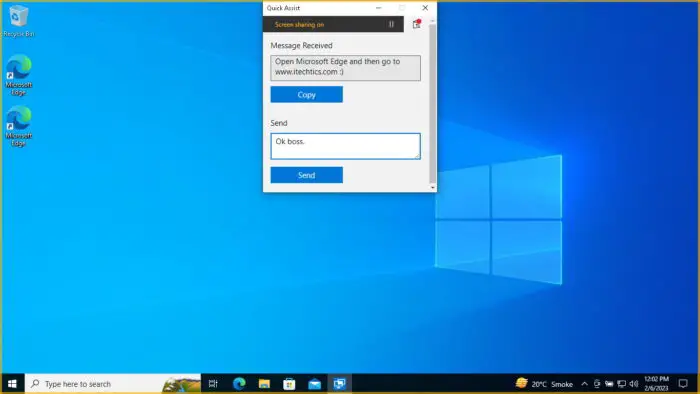 Communicate using Instruction Channel in Quick Assist
