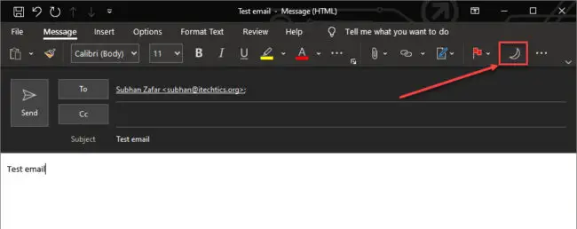 How to Enable Dark Mode in Outlook 3 compose