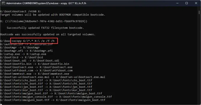 Copy the ISO to the USB drive