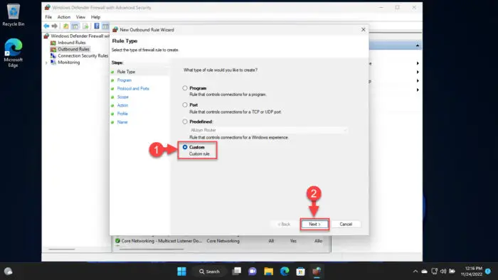 Create custom outbound rule