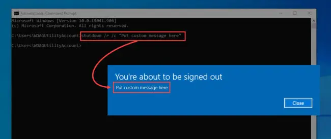 How to Restart Computer using Command Line (Local and Remote) 8 custom message