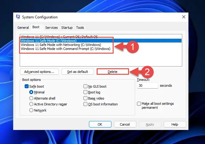 2 Ways to Add Safe Mode to Windows 11 Boot Menu 13 delete