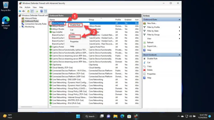 How To Block Or Allow Websites, IPs, Apps, And Ports Using Windows Firewall And PowerShell 14 Disable or delete the firewall rule