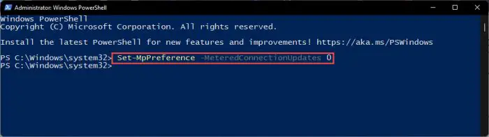 4 Ways To Enable Windows Security Updates Over Metered Connections 2 Disable Windows Security to update using PowerShell