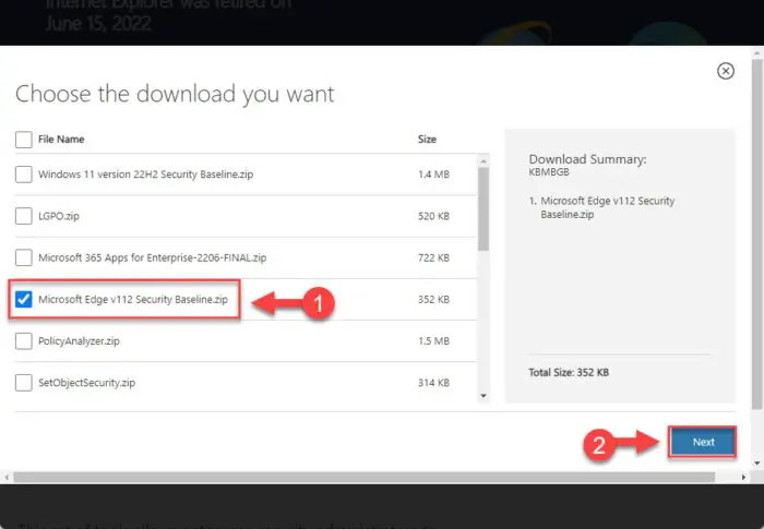 Download Microsoft Edge 112 Security Baseline