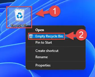 How to Fix and Disable Low Disk Space Warning in Windows 6 empty recycle bin 1