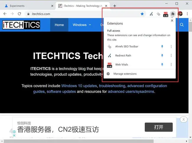 Download Google Chrome 83: New Privacy & Security Settings, Tab Groups, Cookie Improvements 11 Extensions puzzle icon on the toolbar in Chrome