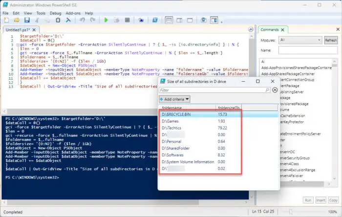 How To Get Folder Size Using PowerShell 8 Get all subdirectory folder sizes using PowerShell script