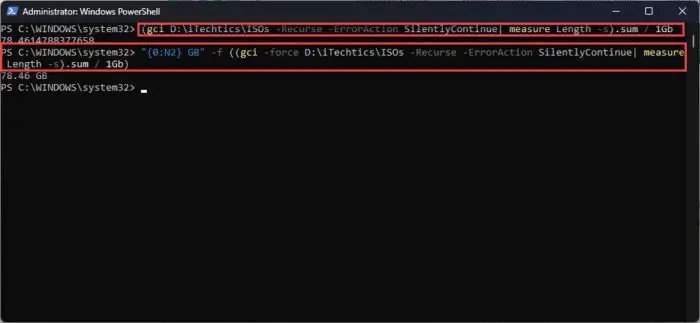 How To Get Folder Size Using PowerShell 6 Get folder and sub folder sizes using Recurse parameter in PowerShell