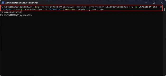 How To Get Folder Size Using PowerShell 7 Get folder and sub folder sizes with time filter using PowerShell