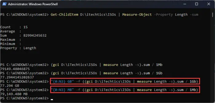 How To Get Folder Size Using PowerShell 4 Get folder size rounded off to decimal using PowerShell