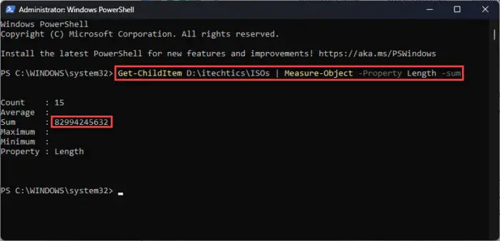 How To Get Folder Size Using PowerShell 1 Get folder size using PowerShell in Bytes