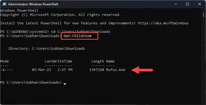 4 Ways To Run Executable (.EXE) Files Using PowerShell 3 get list of elements inside directory in PowerShell using Get ChildItem