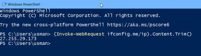 How to Check Public IP Address Using Command Line In Windows 10/Windows 11 3 Get my IP using PowerShell