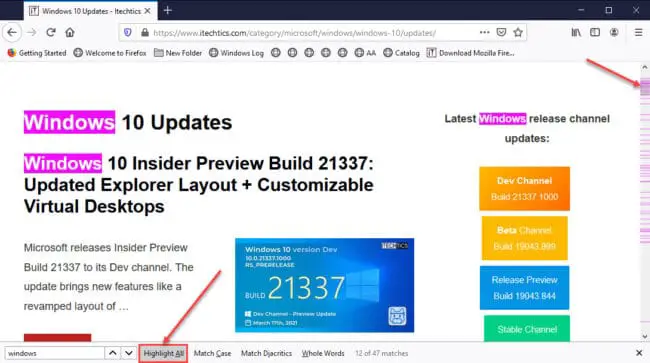Download Mozilla Firefox 87: SmartBlock + Data Leakage Protection 9 highlight all