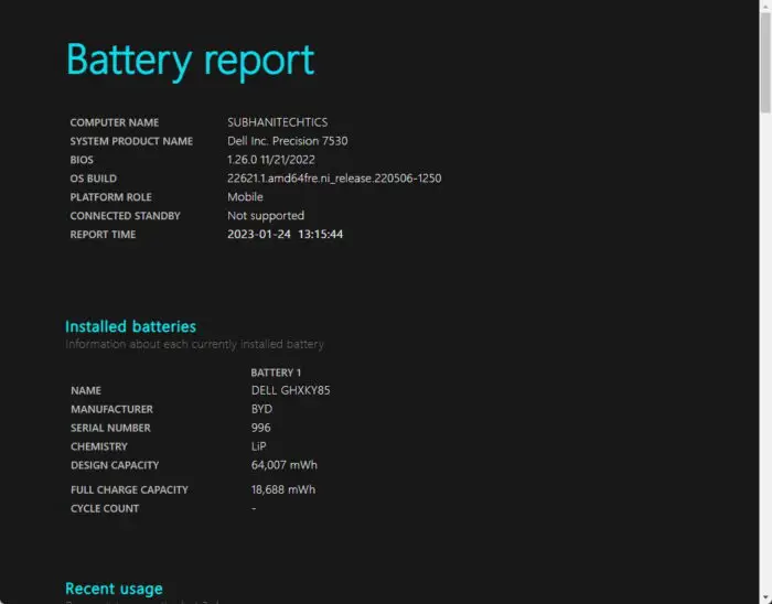 How To Check Laptop Battery Health In Windows 10, 11 6 Initial battery report details