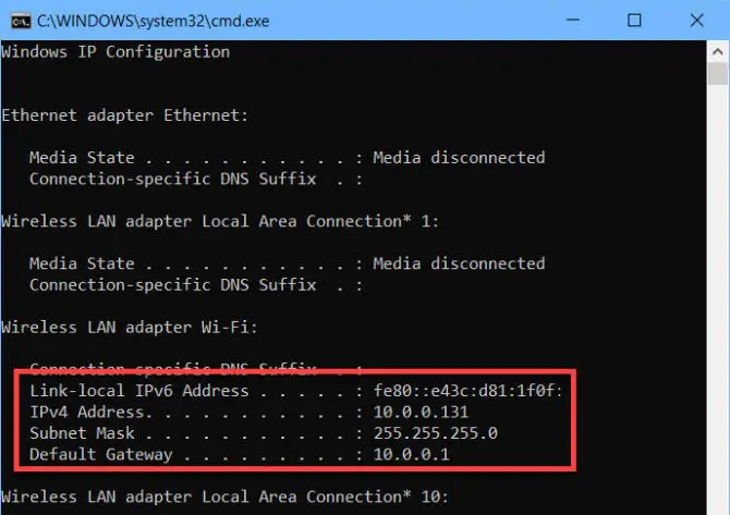 How to Check Public IP Address Using Command Line In Windows 10/Windows 11 1 ipconfig
