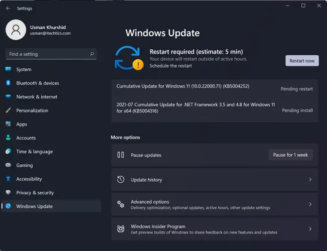Windows 11 Build 22000.71 (KB5004252) Comes with More Fixes 4 KB5004252 installation