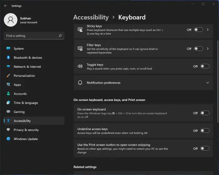 How To Make Windows 11 Accessible (Ease Of Access) 19 Keyboard accessibility settings