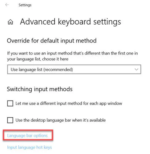How To Change The Display Language In Windows 10 5 language bar option