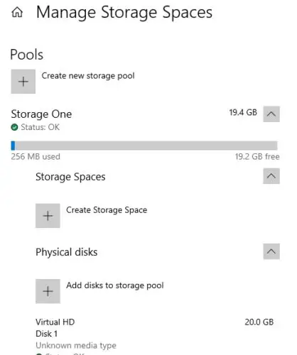 Windows 10 Insider Preview Build 21286 comes with News and Interests on the Taskbar and much more 3 manage storage spaces 1