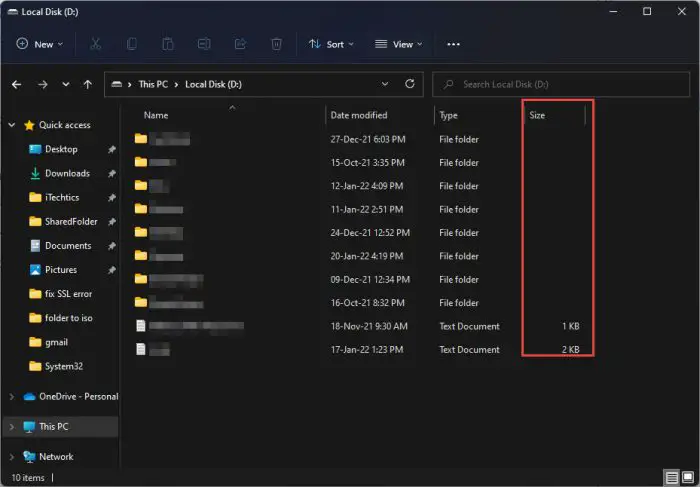 How To Show Folder Size In Windows 1 no size