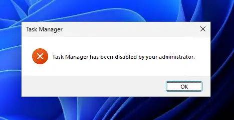 3 Ways To Disable The Task Manager In Windows 11, 10 4 Notification of the disabled Task Manager