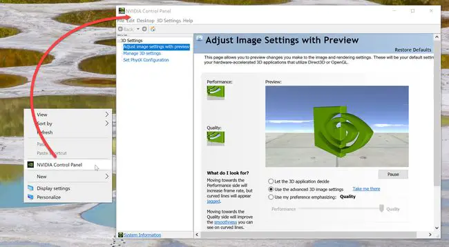 6 Ways To Find Graphics Card (GPU) Information In Windows 11/10 11 NVIDIA control panel context menu item
