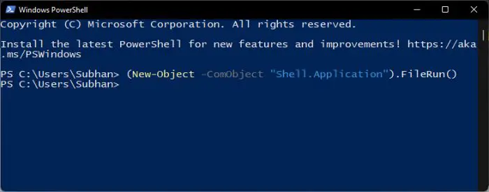 6 Ways To Open Run Command Box In Windows 5 Open Run Command from PowerShell