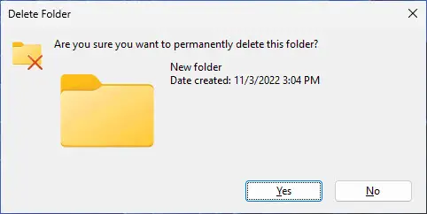 2 Ways To Add "Permanently Delete" To Context Menu In Windows 11/10 1 Permanently delete confirmation dialog box
