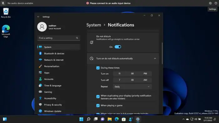 Windows 11 Build 22557 Released With Live Captions And Other New Features 2 Personalize Do Not Disturb
