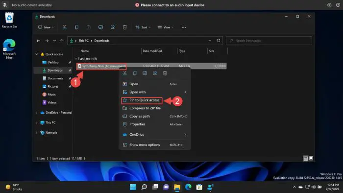 Windows 11 Build 22557 Released With Live Captions And Other New Features 8 Pin file to Quick Access