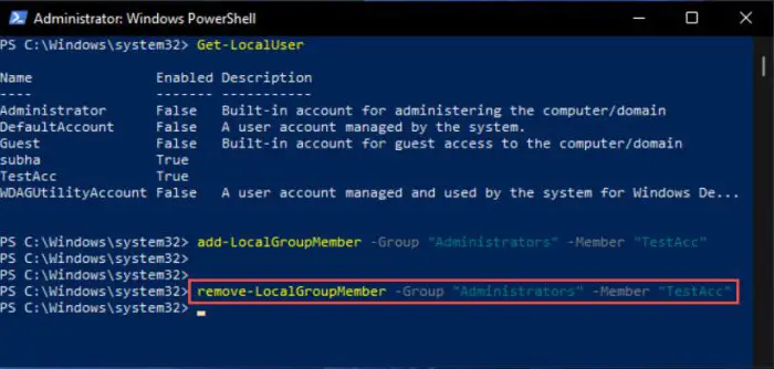 6 Ways to Change Windows 11 User Account Type 22 pwsh remove