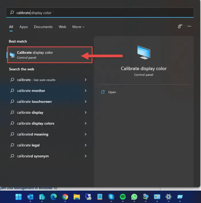 How to Calibrate Your Display in Windows 11 2 search calibrate