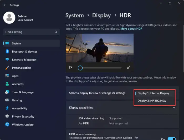 How To Calibrate Your HDR Display On Windows 11 For Best Graphics 2 Select your monitor to check for HDR support