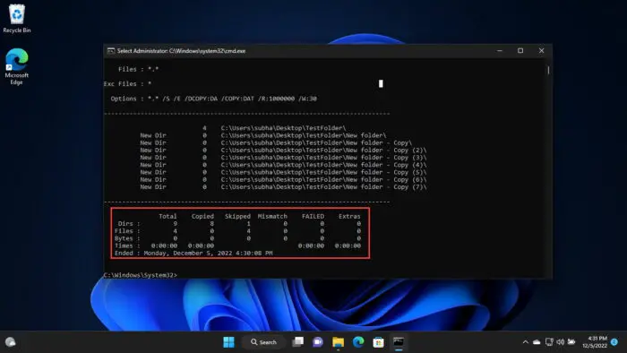 How To Copy Folder Structure Without Files 4 Statistics of data copy using Robocopy