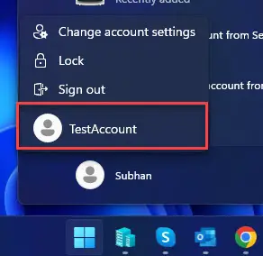 How To Fix "Switch User" Option Missing In Windows 11, 10 5 Switch to new user account from Start menu