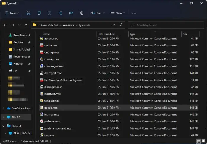 List of Microsoft Management .MSC Files in Windows 1 system32 folder