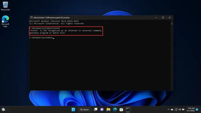 What Is Telnet And How To Enable It In Windows 11, 10 1 Telnet is not recognized