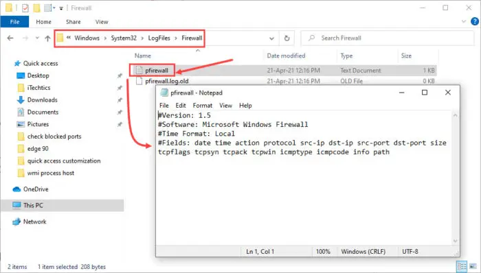 How to Check if Windows Firewall is Blocking Ports 9 text log