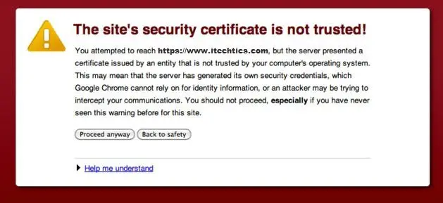 The site's security certificate is not trusted error in chrome The site's security certificate is not trusted error in chrome