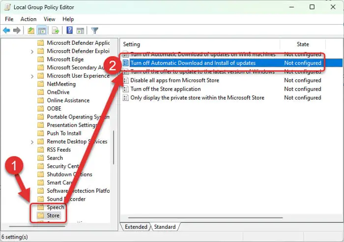 Turn off automatic download and install of updates policy